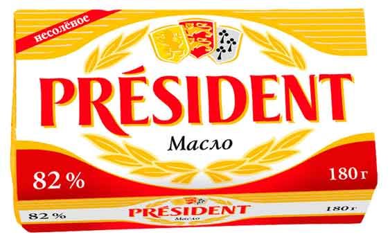Масло сливочное President 82% БЗМЖ Беларусь, 180 г