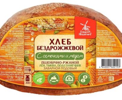 Хлеб «Хлебное местечко» с семечками и медом нарезка половинка, 300 г