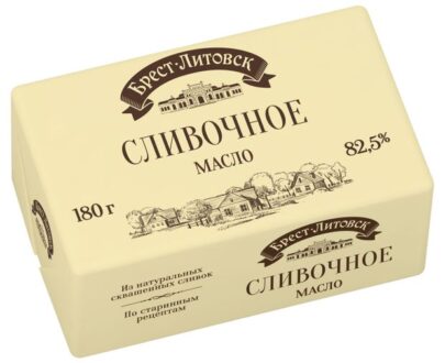 Масло сладкосливочное «Брест-Литовск» несоленое из натуральных сливок 82,5% БЗМЖ Беларусь, 180 г