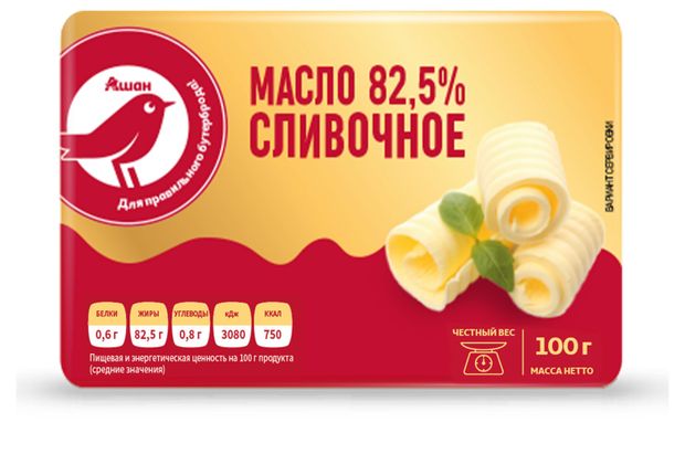 Масло сливочное Красная птица брикет 82,5% БЗМЖ, 100 г