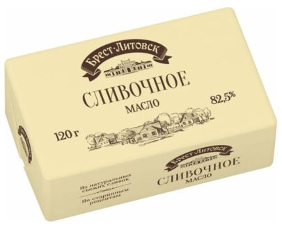 Масло сладкосливочное «Брест-Литовск» несоленое из натуральных сливок 82,5% БЗМЖ Беларусь, 120 г