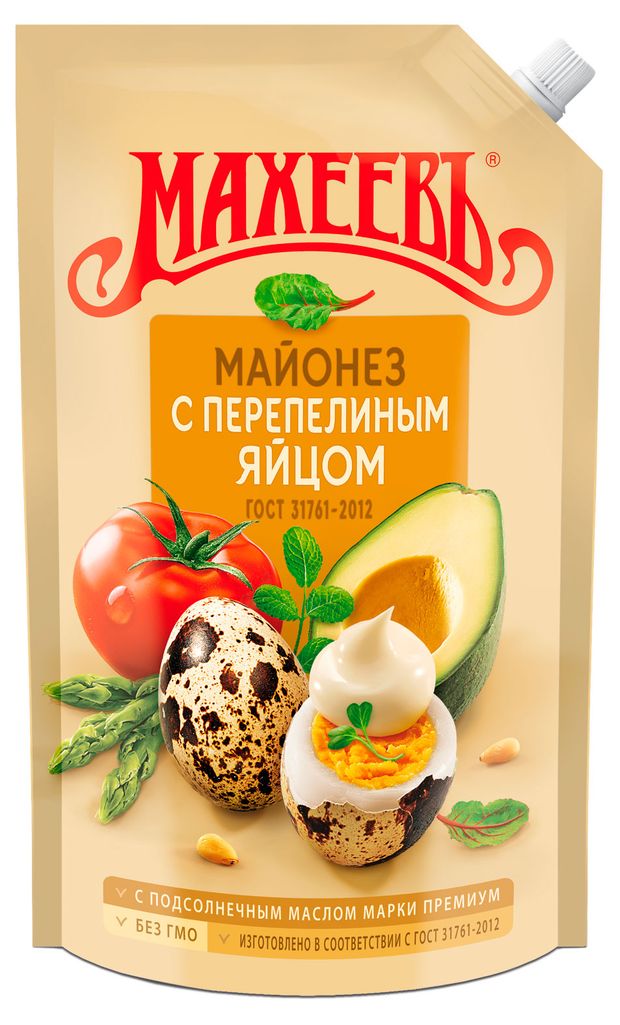 Майонез «МАХЕЕВЪ» с перепелиным яйцом 50,5% охлажденный, 770 мл